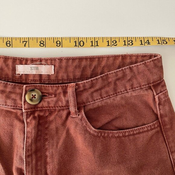 Stradivarius Super Wide-Leg High-Waisted Crop Denim Jeans Brown Size Teen 8 - Picture 3 of 10